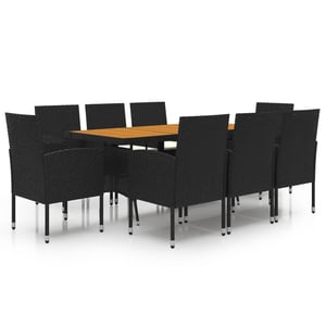 

vidaXL 9 Piece Outdoor Dining Set Poly Rattan Black