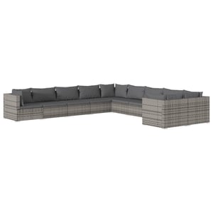 

vidaXL 10 Piece Garden Lounge Set with Cushions Poly Rattan Grey