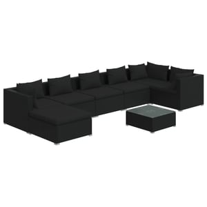 

vidaXL 8 Piece Garden Lounge Set with Cushions Poly Rattan Black