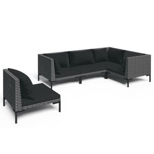 

vidaXL 5 Piece Garden Lounge Set with Cushions Poly Rattan Dark Grey
