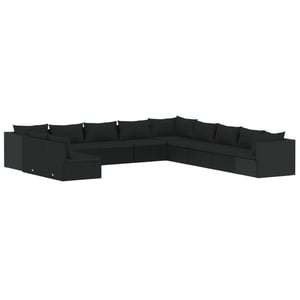 

vidaXL 11 Piece Garden Lounge Set with Cushions Black Poly Rattan