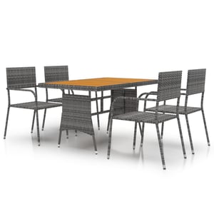 

vidaXL 5 Piece Outdoor Dining Set Poly Rattan Grey