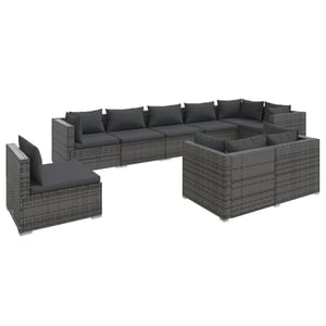 

vidaXL 9 Piece Garden Lounge Set with Cushions Poly Rattan Grey