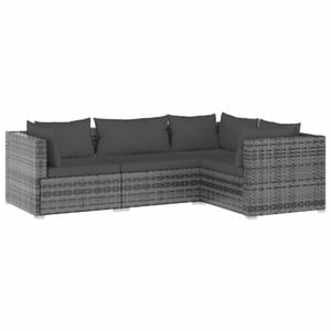 

vidaXL 4 Piece Garden Lounge Set with Cushions Poly Rattan Grey