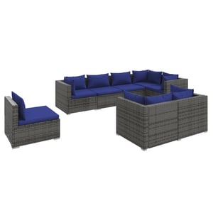 

vidaXL 8 Piece Garden Lounge Set with Cushions Poly Rattan Grey