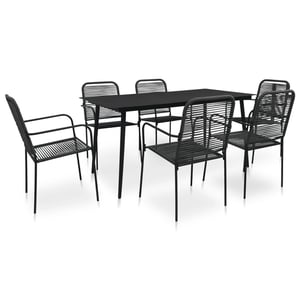 

vidaXL 7 Piece Garden Dining Set Cotton Rope and Steel Black