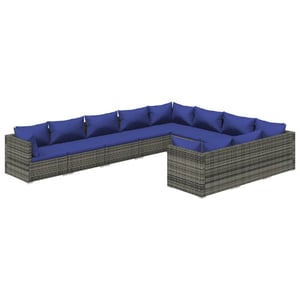 

vidaXL 10 Piece Garden Lounge Set with Cushions Poly Rattan Grey