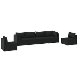 

vidaXL 6 Piece Garden Lounge Set with Cushions Poly Rattan Black