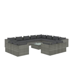 

vidaXL 13 Piece Garden Lounge Set with Cushions Grey Poly Rattan