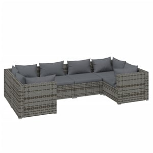 

vidaXL 6 Piece Garden Lounge Set with Cushions Poly Rattan Grey
