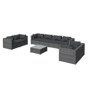 

vidaXL 9 Piece Garden Lounge Set with Cushions Poly Rattan Grey