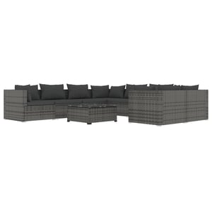 

vidaXL 9 Piece Garden Lounge Set with Cushions Poly Rattan Grey