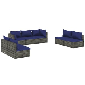 

vidaXL 7 Piece Garden Lounge Set with Cushions Poly Rattan Grey