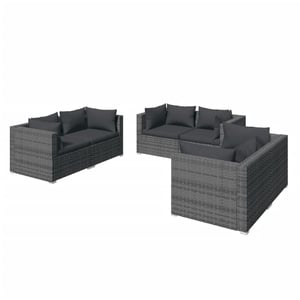 

vidaXL 6 Piece Garden Lounge Set with Cushions Poly Rattan Grey