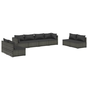 

vidaXL 8 Piece Garden Lounge Set with Cushions Poly Rattan Grey