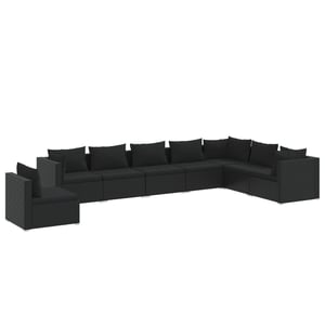 

vidaXL 8 Piece Garden Lounge Set with Cushions Poly Rattan Black