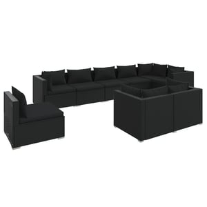 

vidaXL 9 Piece Garden Lounge Set with Cushions Poly Rattan Black