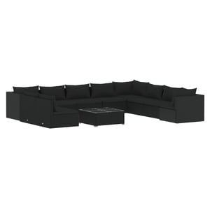 

vidaXL 11 Piece Garden Lounge Set with Cushions Black Poly Rattan