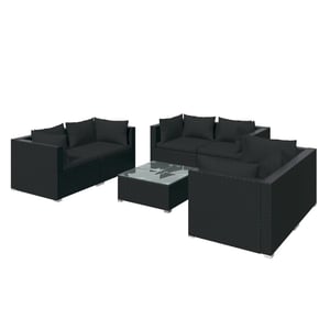 

vidaXL 7 Piece Garden Lounge Set with Cushions Poly Rattan Black