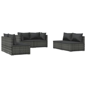 

vidaXL 6 Piece Garden Lounge Set with Cushions Poly Rattan Grey