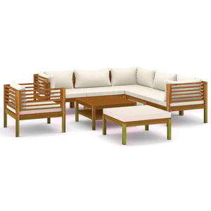 

vidaXL 8 Piece Garden Lounge Set with Cream Cushion Solid Acacia Wood