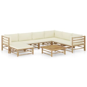 

vidaXL 8 Piece Garden Lounge Set with Cream White Cushions Bamboo