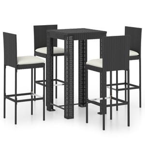 

vidaXL 5 Piece Outdoor Bar Set with Cushions Poly Rattan Black
