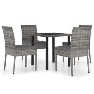 

vidaXL 5 Piece Garden Dining Set Poly Rattan Grey