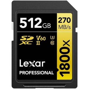 

Lexar Professional 1800x GOLD Series SDXC Memory Card 512GB Gold LSD1800512G-BNNNG
