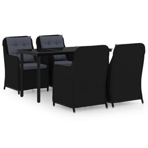 

vidaXL 5 Piece Garden Dining Set Black- Poly Rattan