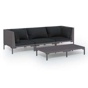 

vidaXL 4 Piece Garden Lounge Set with Cushions Poly Rattan Dark Grey