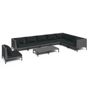 

vidaXL 9 Piece Garden Lounge Set with Cushions Poly Rattan Dark Grey