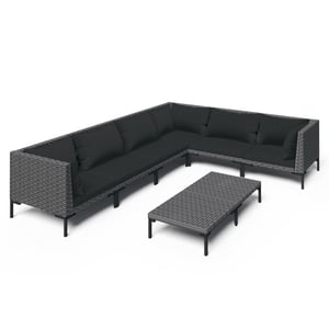 

vidaXL 7 Piece Garden Lounge Set with Cushions Poly Rattan Dark Grey