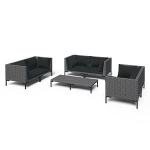 

vidaXL 7 Piece Garden Lounge Set with Cushions Poly Rattan Dark Grey
