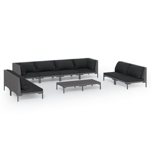 

vidaXL 9 Piece Garden Lounge Set with Cushions Poly Rattan Dark Grey