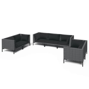 

vidaXL 7 Piece Garden Lounge Set with Cushions Poly Rattan Dark Grey