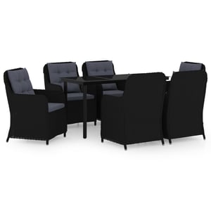 

vidaXL 7 Piece Garden Dining Set Black