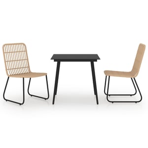

vidaXL 3 Piece Outdoor Dining Set Poly Rattan and Glass
