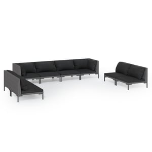 

vidaXL 8 Piece Garden Lounge Set with Cushions Poly Rattan Dark Grey