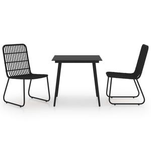 

vidaXL 3 Piece Outdoor Dining Set Poly Rattan and Glass