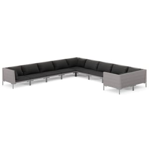 

vidaXL 10 Piece Garden Lounge Set with Cushions Poly Rattan Dark Grey