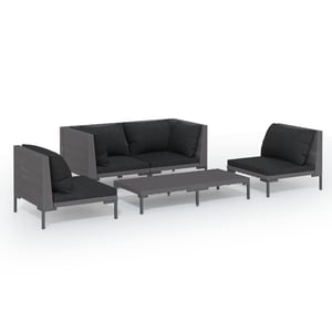 

vidaXL 5 Piece Garden Lounge Set with Cushions Poly Rattan Dark Grey