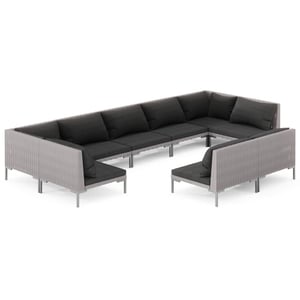 

vidaXL 9 Piece Garden Lounge Set with Cushions Poly Rattan Dark Grey