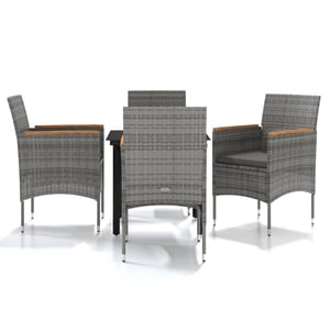 

vidaXL 5 Piece Garden Dining Set with Cushions Grey and Black