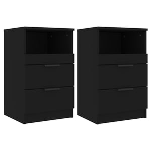 

vidaXL Bedside Cabinets 2 pcs Black Engineered Wood