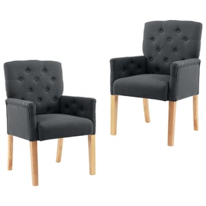 

vidaXL Dining Chairs with Armrests 2 pcs Grey Fabric