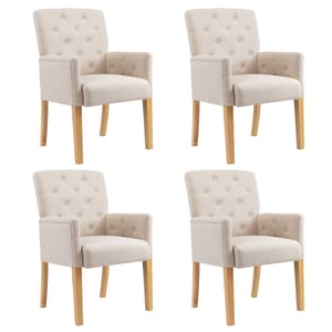 

vidaXL Dining Chairs with Armrests 4 pcs Beige Fabric