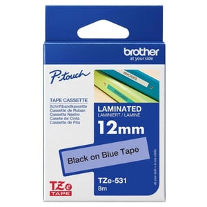 Brother TZe-531 12mm Black on Blue Laminated Tapes
