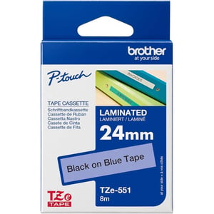 Brother TZe-551 24mm Black on Blue Laminated Tapes