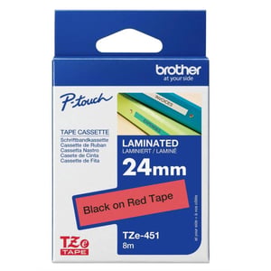 Brother TZe-451 24mm Black on Red Laminated Tapes